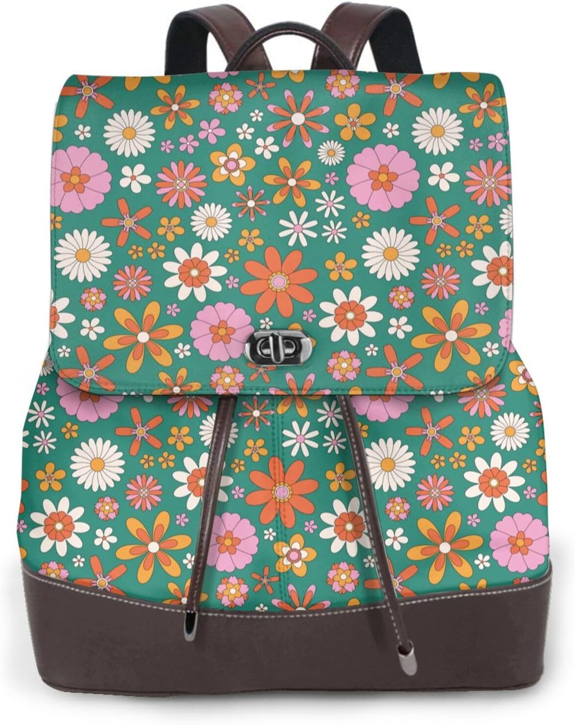 Retro Flower for Womens Backpack Purse Microfiber PU Anti-theft Large Fashion Designer Travel Bag Ladies Shoulder Bags