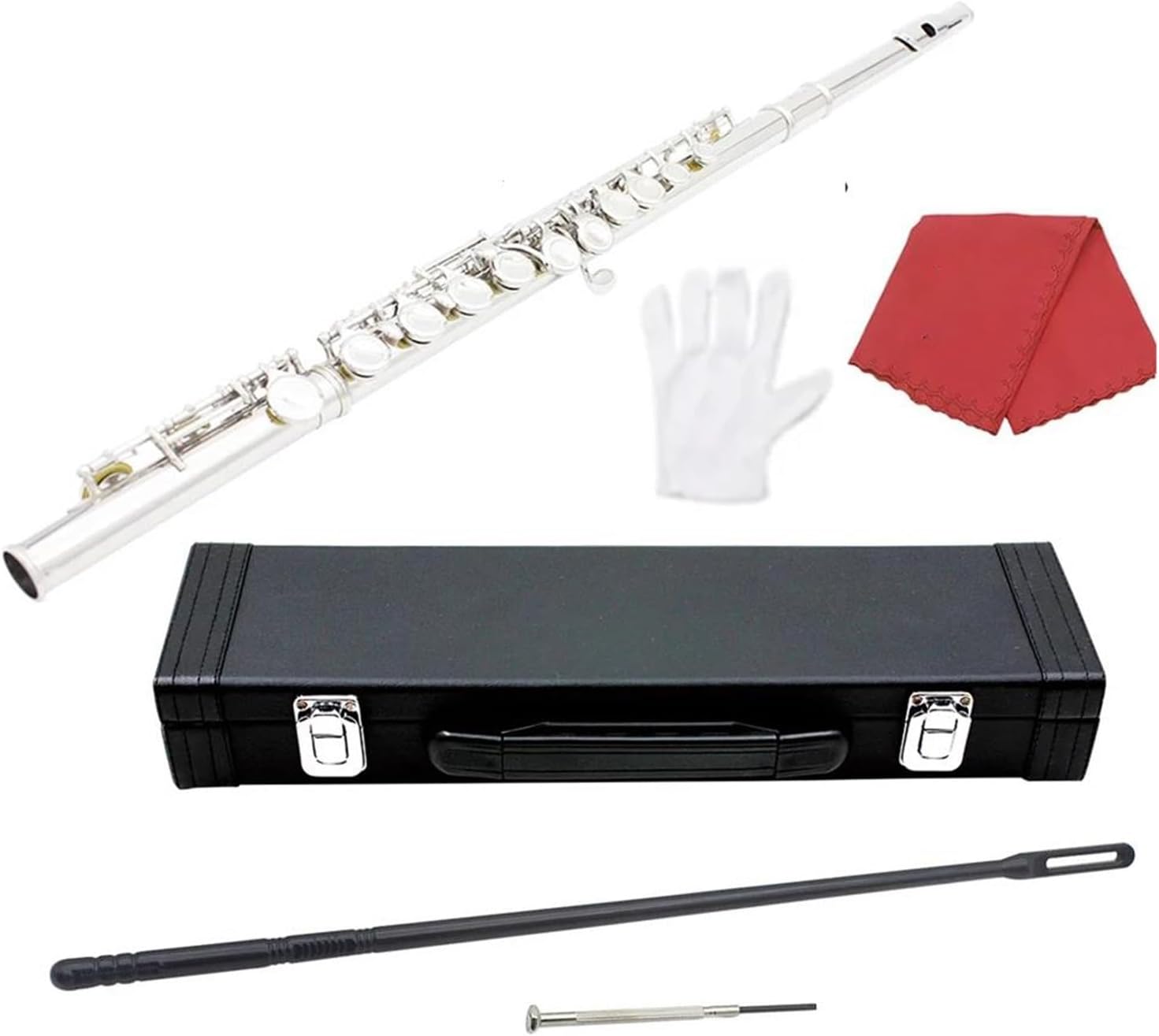 Silver 16 Hole C Flute E Key Woodwind Instrument