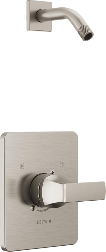 Delta Faucet Velum 14 Series Single-Function Brushed Nickel Shower Valve Trim Kit, Shower Handle, Delta Shower Trim Kit, Stainless T14237-SSLHD (Shower Head and Valve Not Included)
