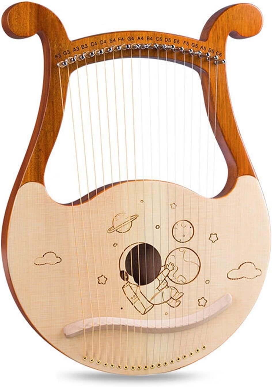 Lyre Harp Set 19-note Portable Instrument For Beginners 19-string Spruce Box