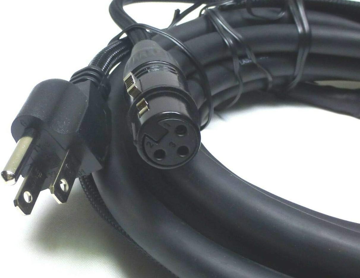 LASE 50 Ft (15.2M) Siamese PowerCon AC & XLR Audio Combo Cable (Powered Speakers