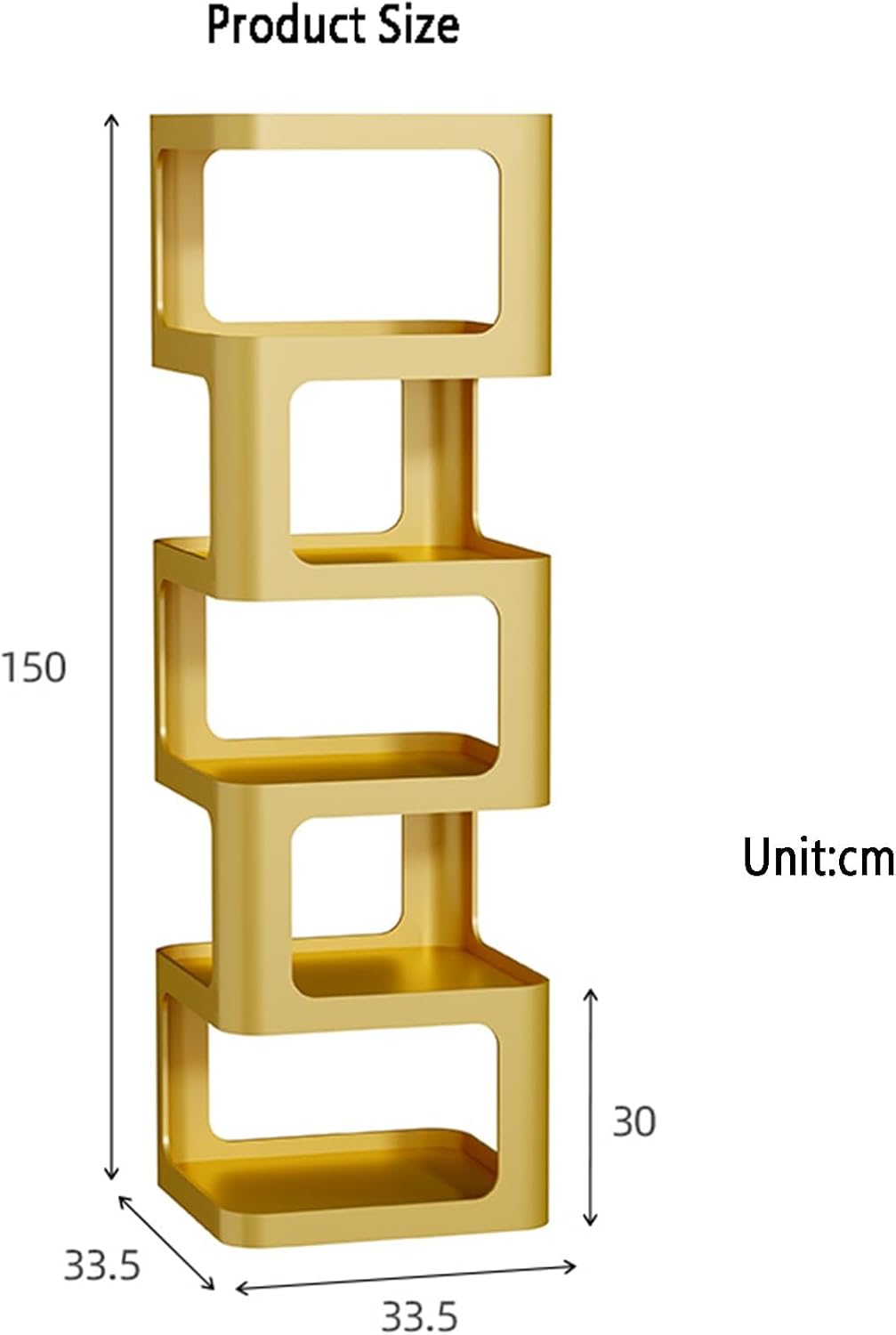 3/4/5 Layer Corner Bookcase, Industrial Bookshelf,Storage Display Rack, Multi-Layer Storage Rack for Living Room, Office, Small Space(1PC)(Gold,3tier) (Black 5tier)