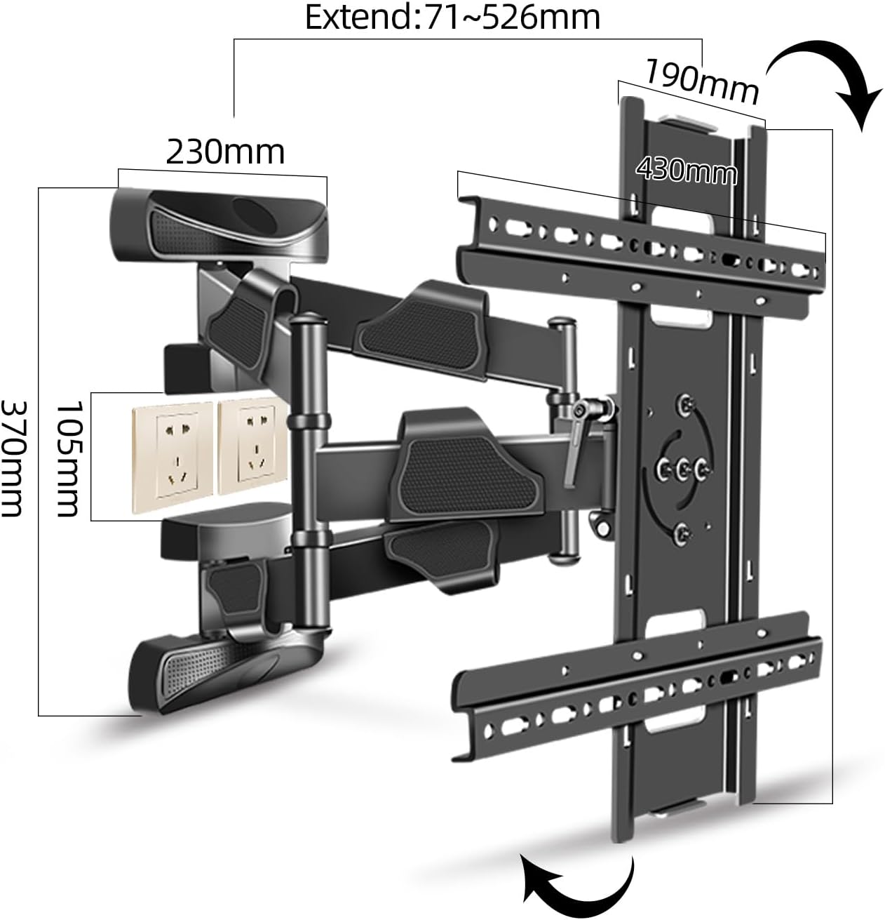 Vertical and Horizontal Rotating Corner TV Wall Mount for 32-65 inch, Landscape to Portrait Corner TV Bracket Hold up to 72 lbs Swivel Tilt Extension Leveling,Max VESA 400x400mm,Black,DY429XZ