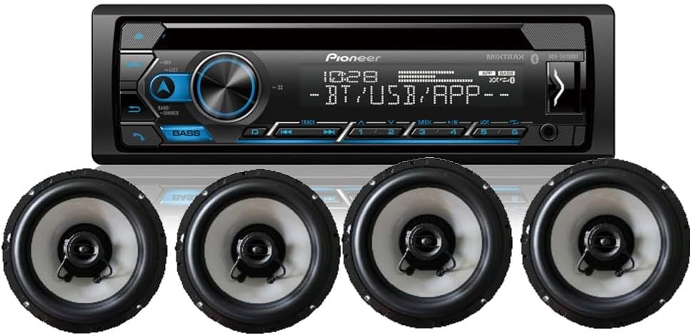 Pioneer DEH-S4220BT AM/FM CD Receiver with + 2 Pair Hertz 6.5'' Coaxial Speakers (Renewed)
