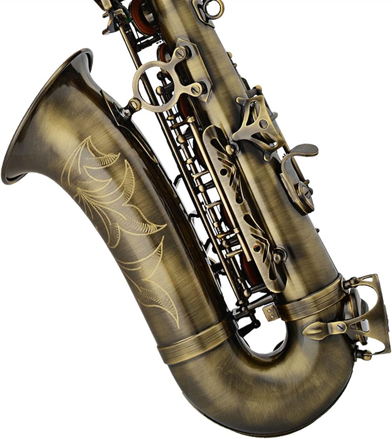 Saxophone Straight Alto Saxophone in E Flat Antique Copper Key Type Woodwind Instrument
