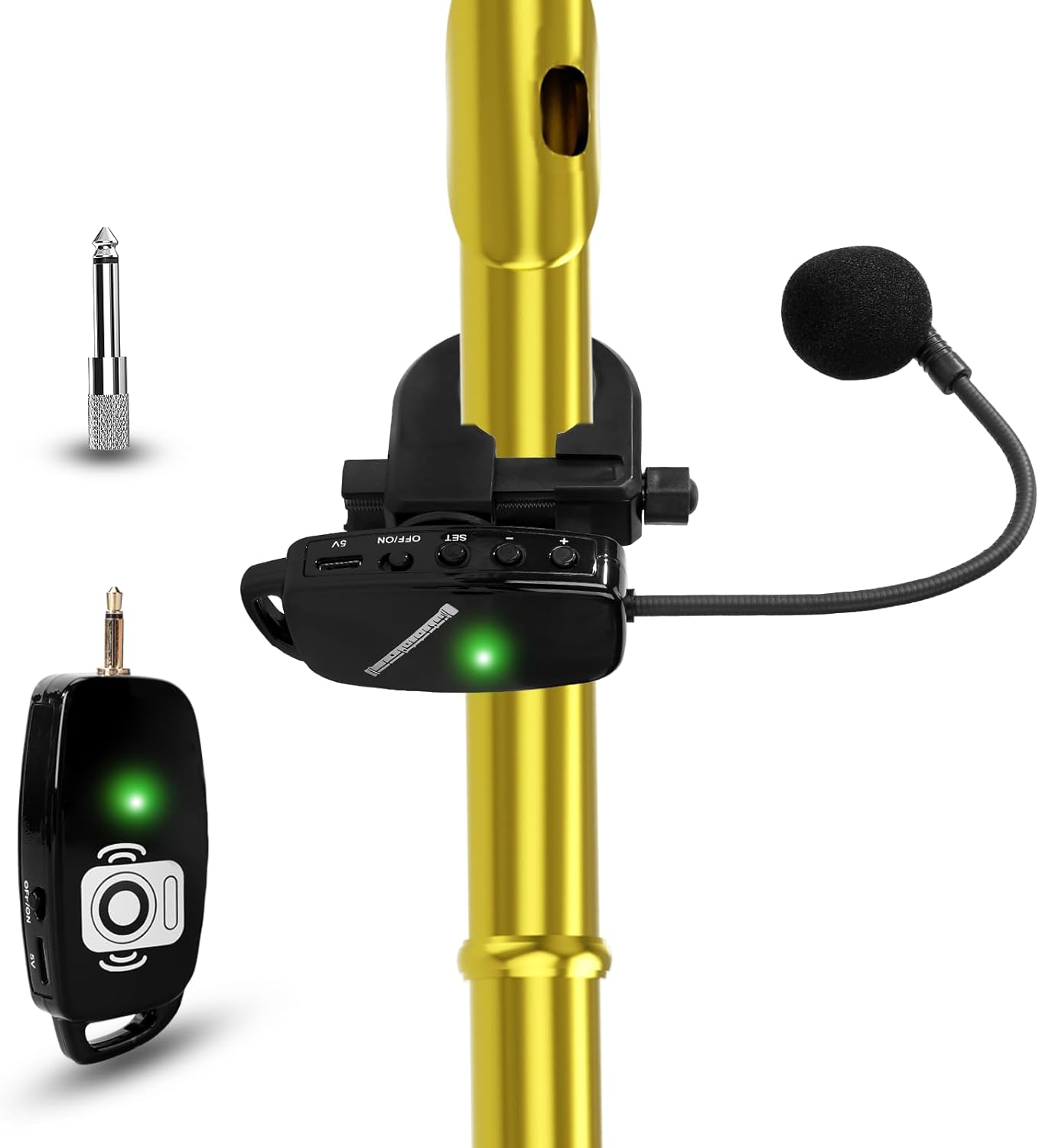 Wireless Flute Microphone for Instrument System: 2.4G Cordless Professional Mic Wind Music Instruments Microphone Receiver and Transmitter, 160ft Range for Flute, Piccolo, Clarinet