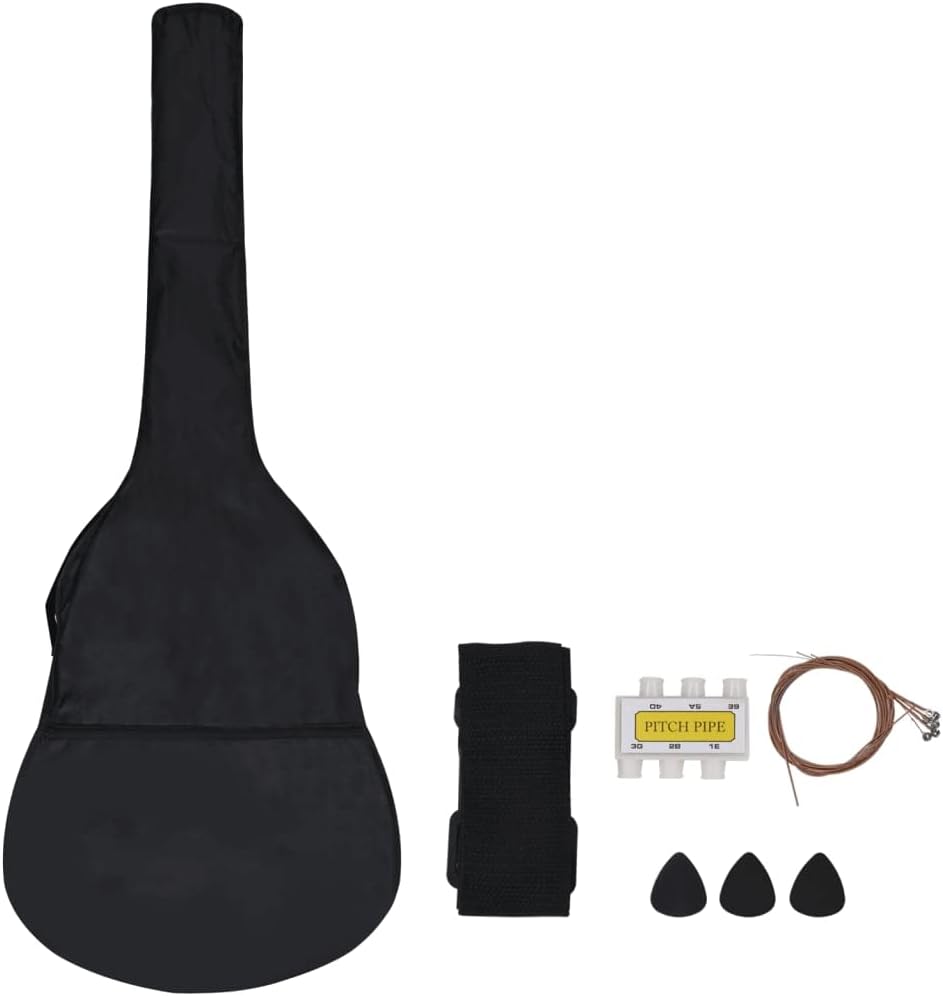 CHARMMA 8 Piece Classical Guitar Beginner Set Black 3/4 36