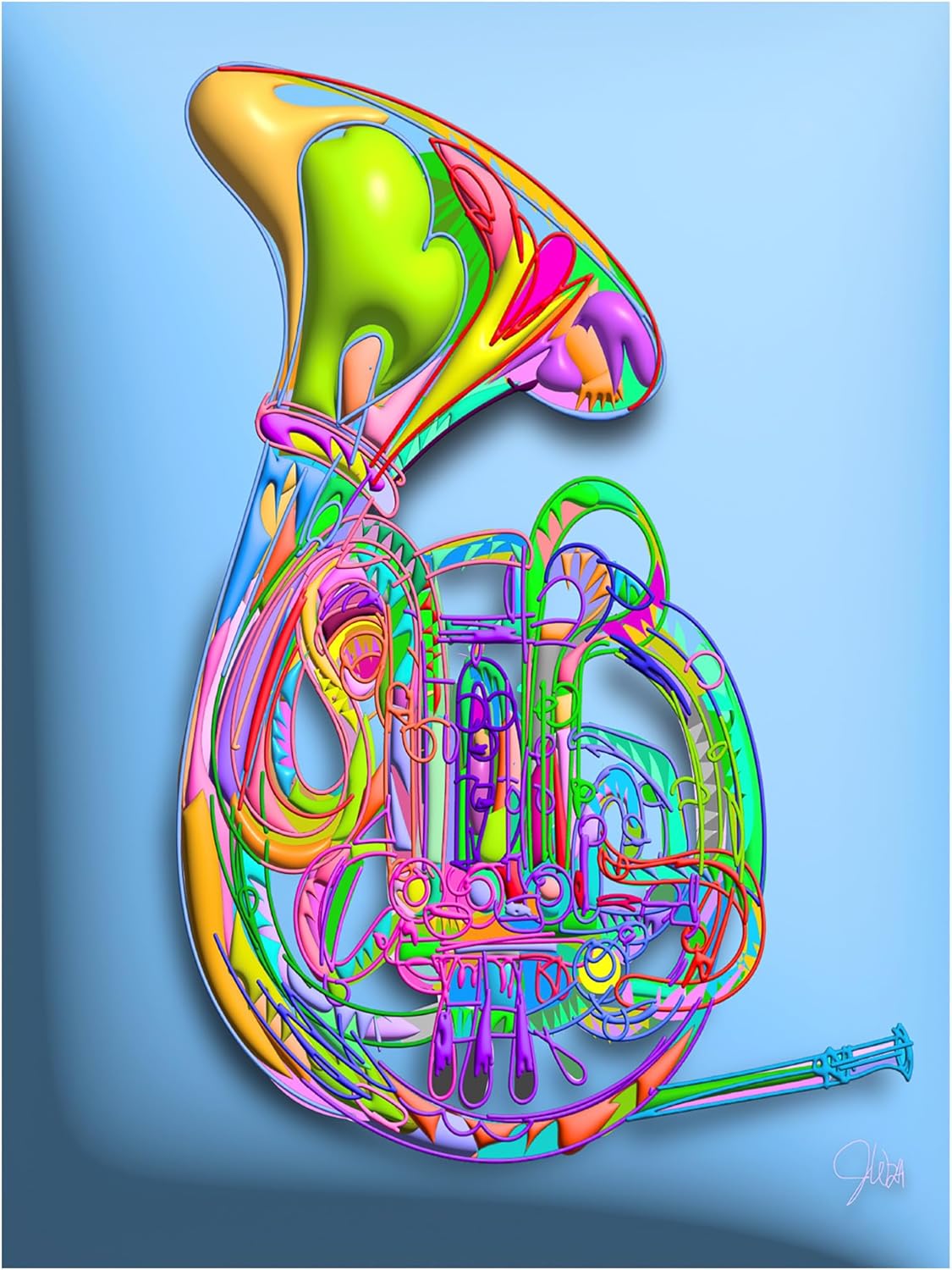 Trademark Fine Art Canvas Wall Art - Takun Williams 'French Horn' Wall Art for Living Room, Bedroom, or Office Décor