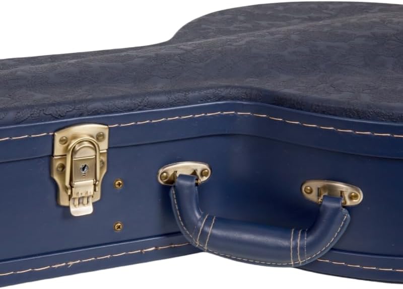 Crossrock Relief Series Banjo Case for 5-String Resonator | Carved Ocean Blue Finish, Deep Scarlett Velvet Interior, Lock – Premium Wooden Hardshell