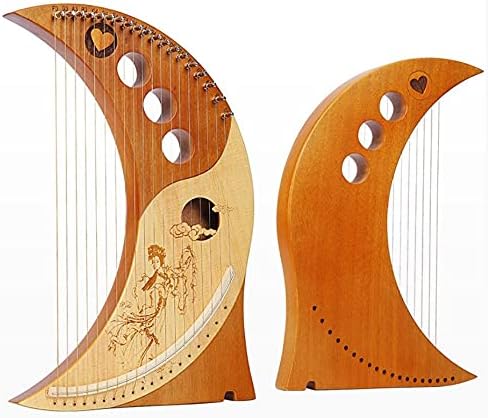 19 Strings Crescent Moon Lyre Harp for Beginners, Mahogany Lye Harp with Durable Bag, Tuning Wrench, Strings Music Instrument