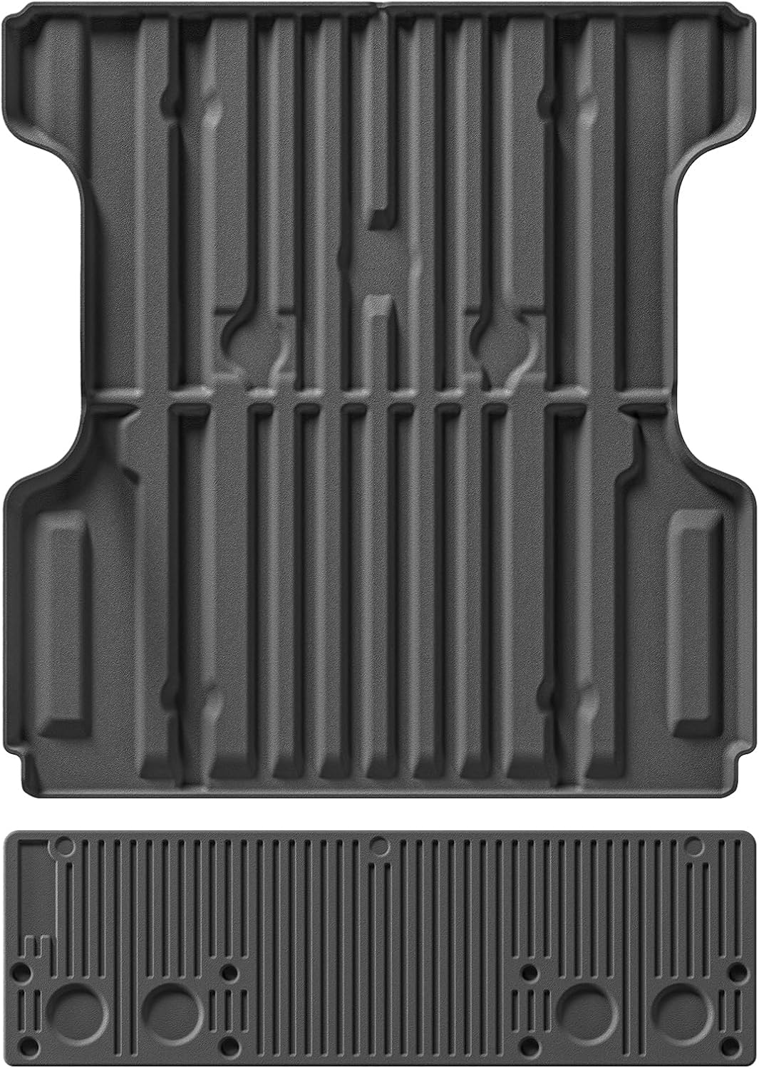 LUCKEASY 2PCS Truck Bed Mat & Tailgate Mat for 2017-2024 Nissan Titan 5FT Pickup Car Bed Cargo Mat for Nissan Titan Accessories All Weather TPE Black