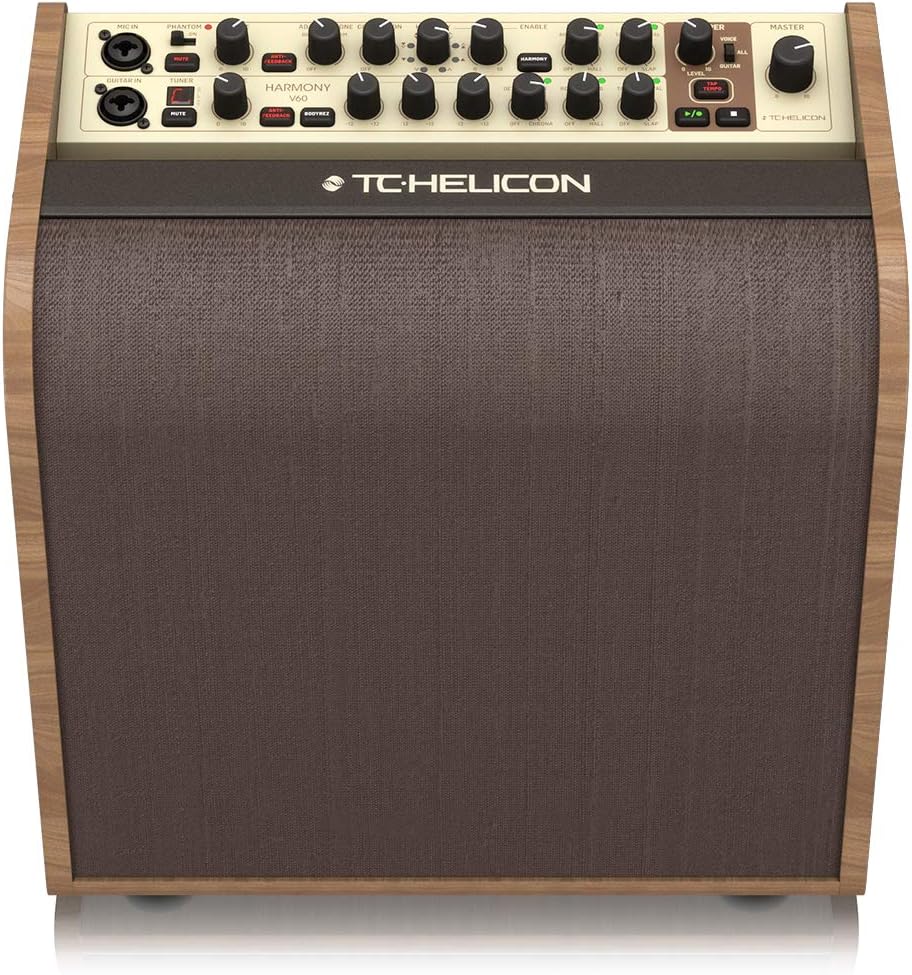 TC Helicon HARMONY V60 60 Watt 2 Channel Acoustic Amplifier with Vocal Processing, Looper, Tannoy Dual Concentric Speaker and 4-Button Footswitch