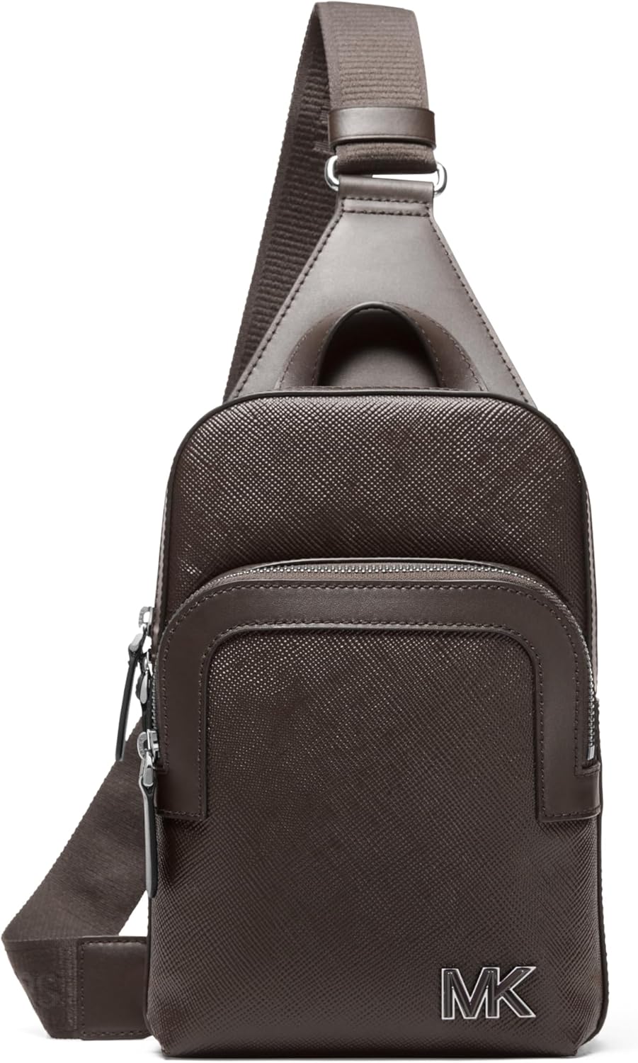 Michael Kors Edison Medium Double Zip Sling Pack, Black Hardware/Chocolate