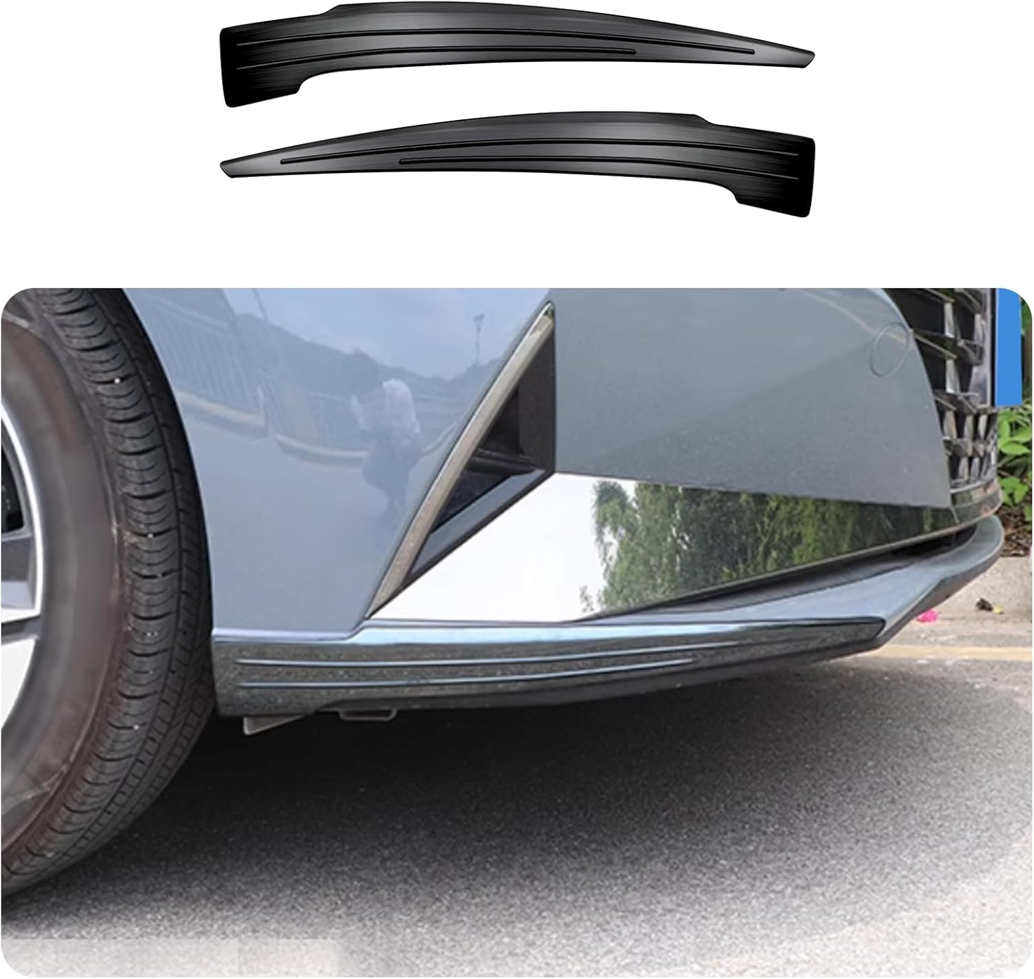 Car Accessories Fit for Hyundai Elantra 2021 2022 2023 (Not for Elantra N) Front Bumper Corner Protection Cover Trims (Black) 2PCS Stainless Steel