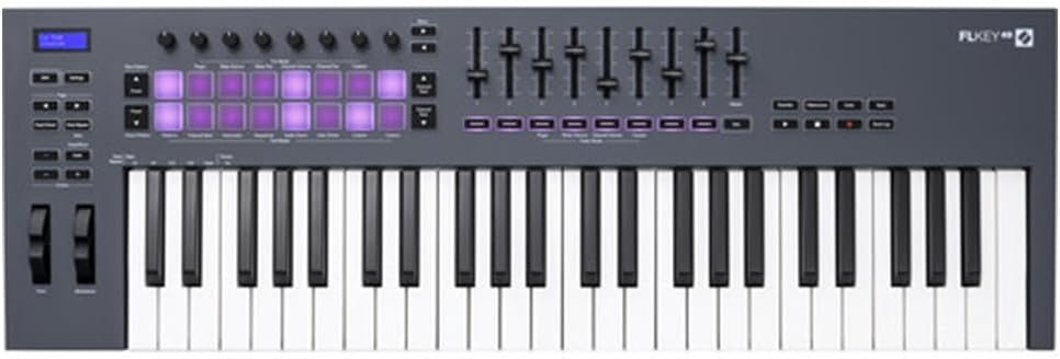 Novation FLkey 49-Key USB MIDI Keyboard Controller for FL Studio Bundle with Kaces Stretchy Keyboard Dust Cover and Hosa Mid-310 Midi cable 10'