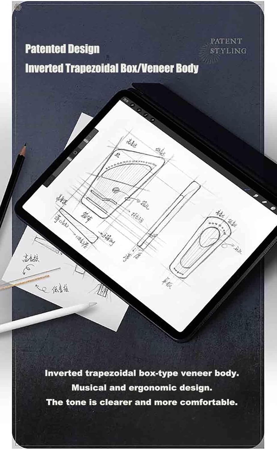 Lyre Harp - Earthlight Series, 7/19 Metal Strings Cherry Wood Lyakin Stringed Instruments, Gift for Music Lovers Students Beginners (Color : 7 Strings)