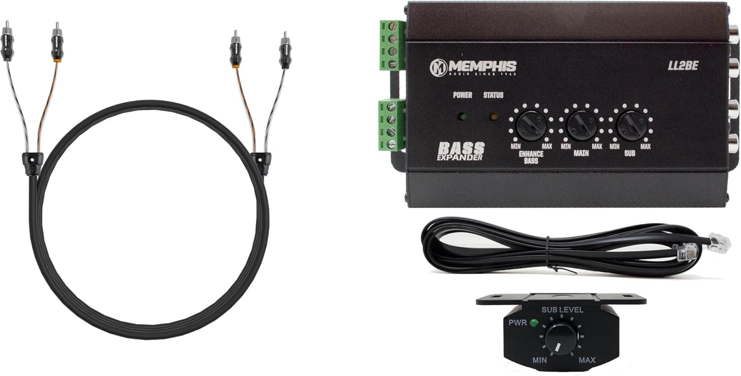 Memphis Audio LL2BE 2-Channel Line Output Converter with Digital Bass Restoration with UTPF-17 17-Foot 2-Channel Ultra Twisted Pair Interconnect Cables