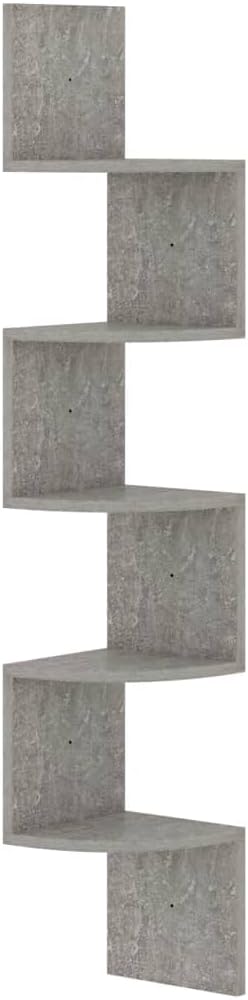 5-Tier Wall Corner Shelves, Floating Corner Shelf, Wall Organizer Storage, Wall Mount Shelves for Bedrooms, Bathroom Shelves, Living Rooms, Concrete Gray 7.5
