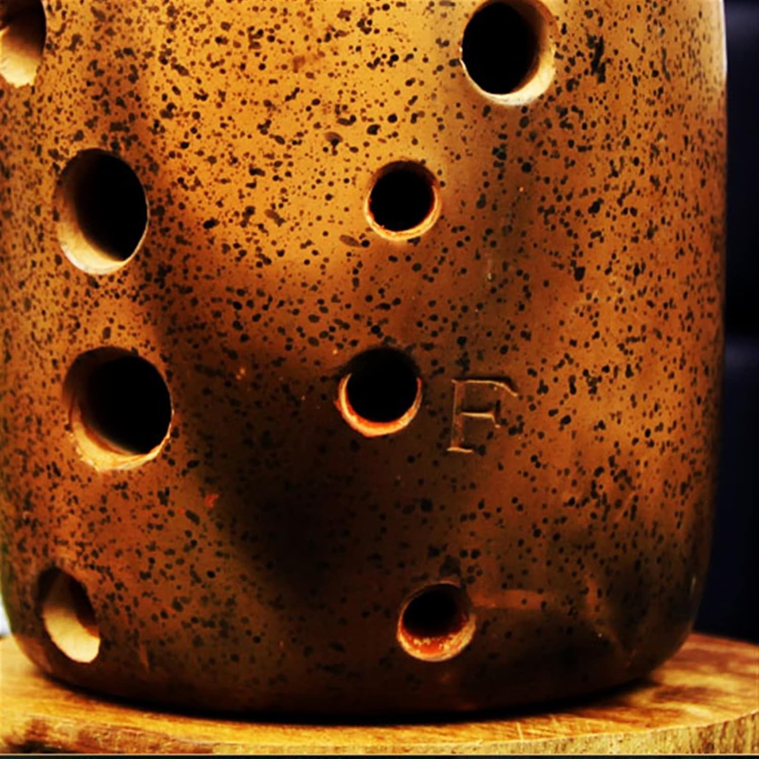 10-Hole Red Pottery Xun Professional Xun Double-Cavity Pen Holder F/G Tone Pottery Xun Beginners Wind Instruments Children Ocarina (Color : F)