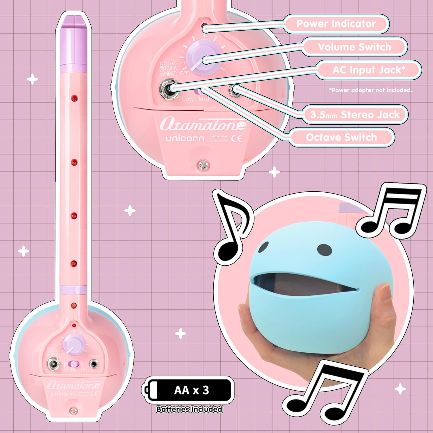 Otamatone Deluxe Electronic Musical Instrument for Adults Portable Synthesizer Digital Electric Music from Japan by Cube/Maywa Denki Cool Stuff Gifts, Unicorn [English Manual]