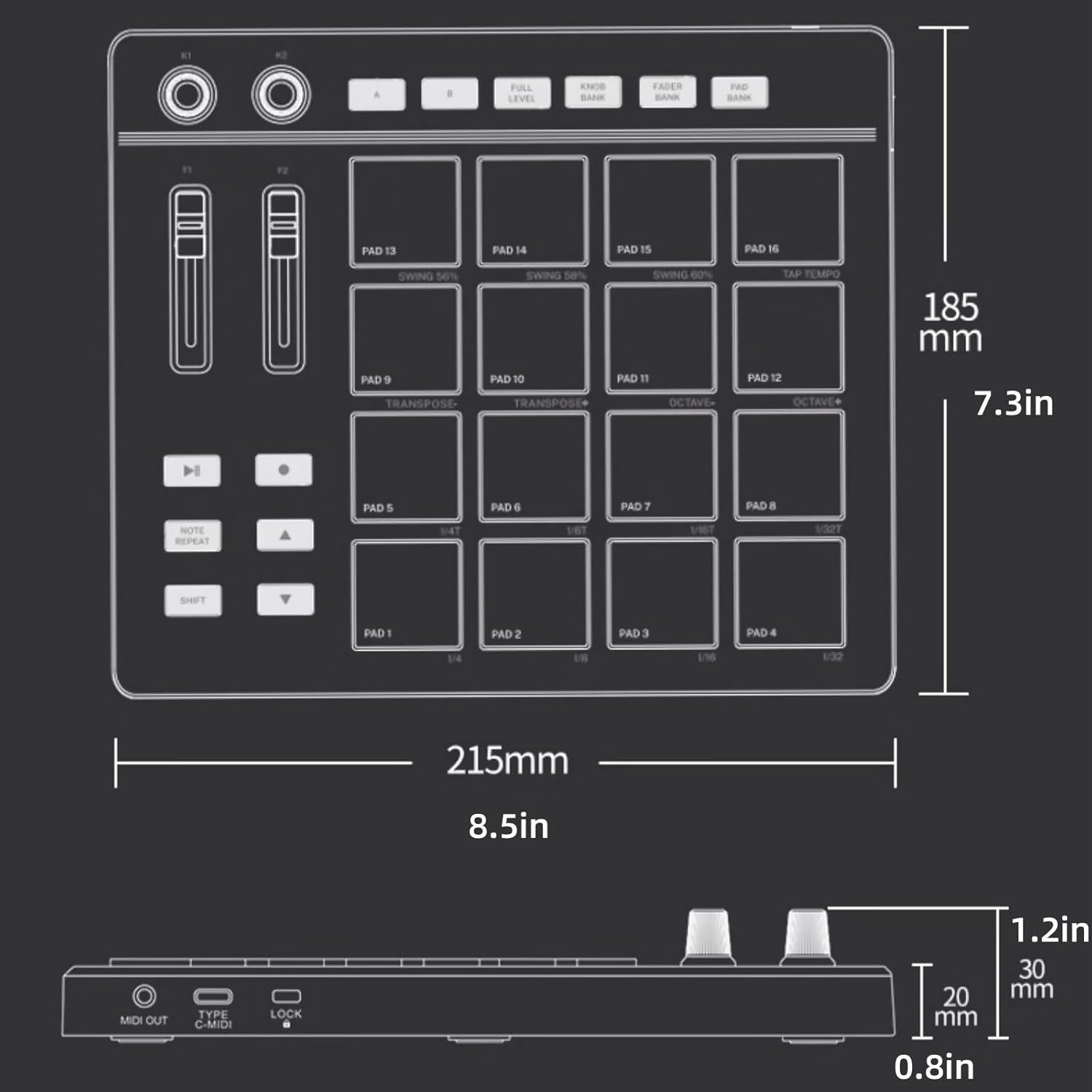 Midi Controller Beat Maker Machine for Beginners Music Production, 16 RGB Illuminated Beat Pads