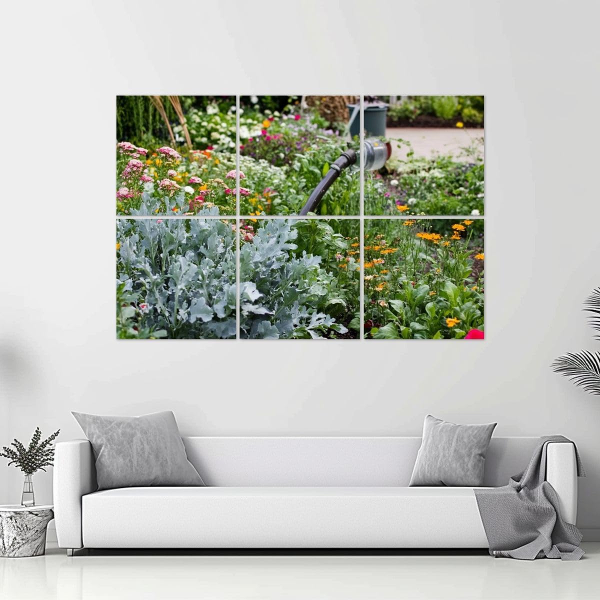 6 Pack Art Acoustic Panels Old cottage garden mixed flower vegetable beds watering cans Sound Absorbing Panel 48