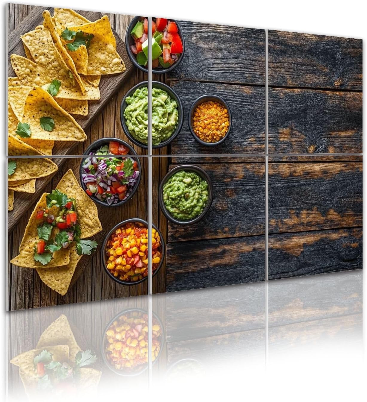6 Pack Art Acoustic Panels Mexican dip sauces guacamole cheedar dip tomato salsa pico de gallo Sound Absorbing Panel 48