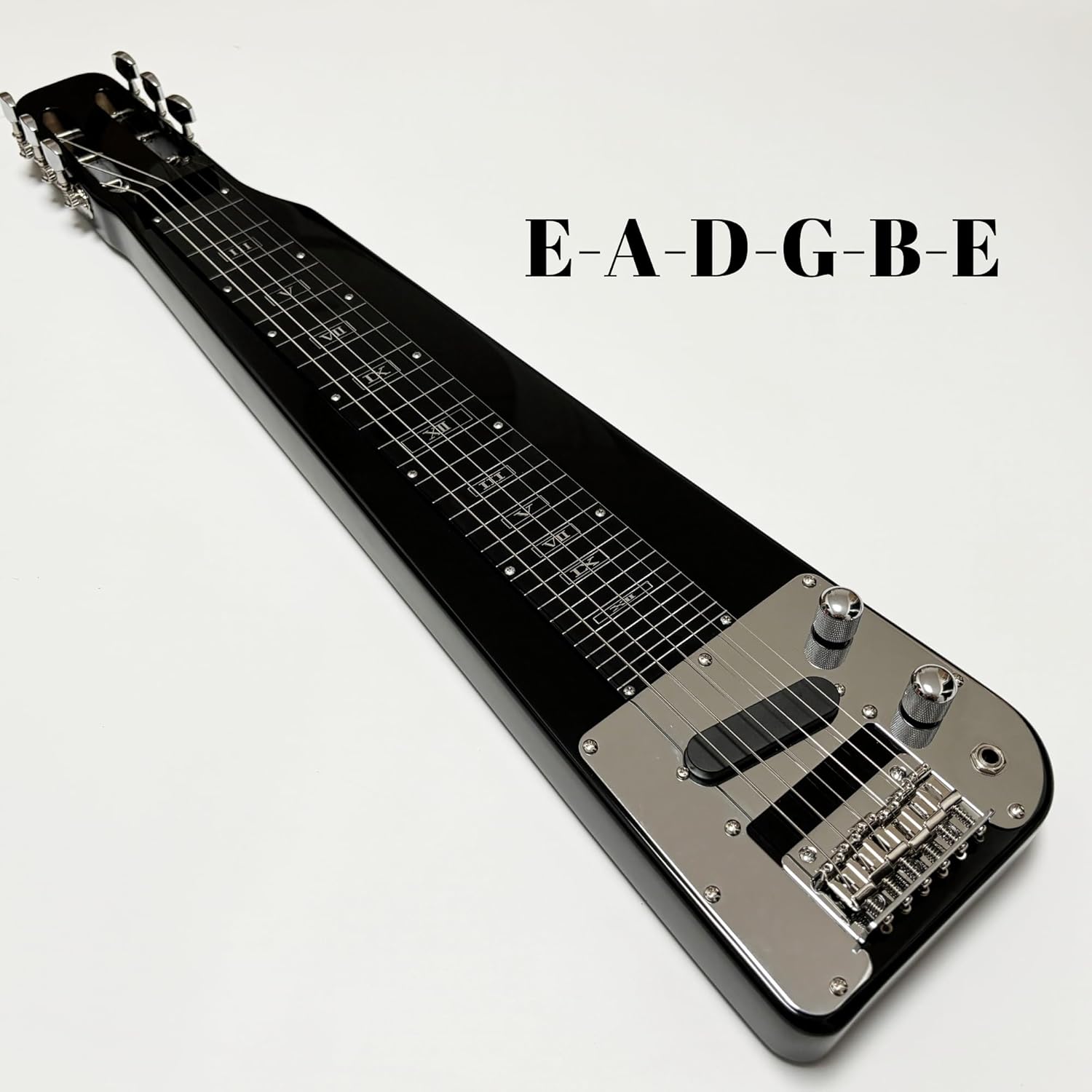 Lap Steel Guitar, Slide Steel Guitar Electric, 6 Strings Slotted Head Stock Guitars with Gig Bag & Slide Bar (Black Color)