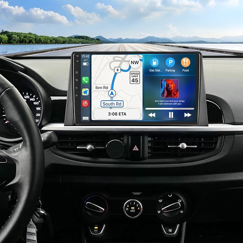 9 Inch Android 13 Car Stereo for Kia Picanto Morning 2016-2019 Double Din HD Touch Screen Multimedia Car Audio Receiver w/Carplay Android Auto GPS Navigation Bluetooth Backup Camera Mic 2G+32G