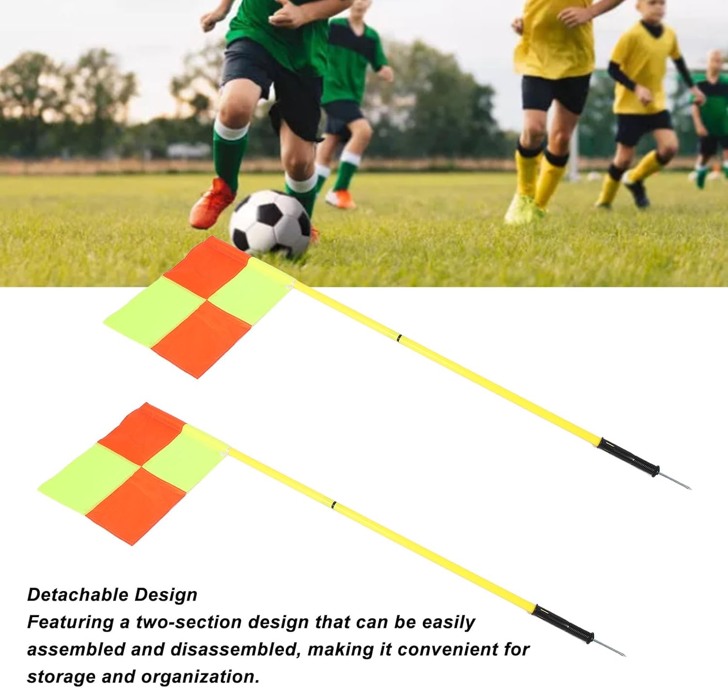 Soccer Corner Flags, Set of 4 1.5m Portable Soccer Poles & Football Field Corner Flags with Storage Bag, Windproof Soccer Flags Soccer Poles Soccer Equipment for Training