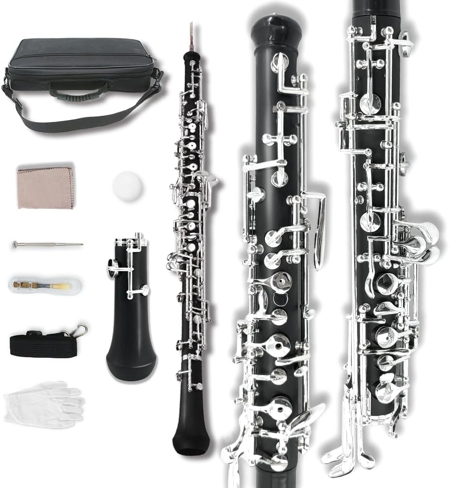C key Oboe Ebonite Body Silver Plated Semi-automatic 3rd Octave left F Key Woodwind Musical Instrument for Beginner