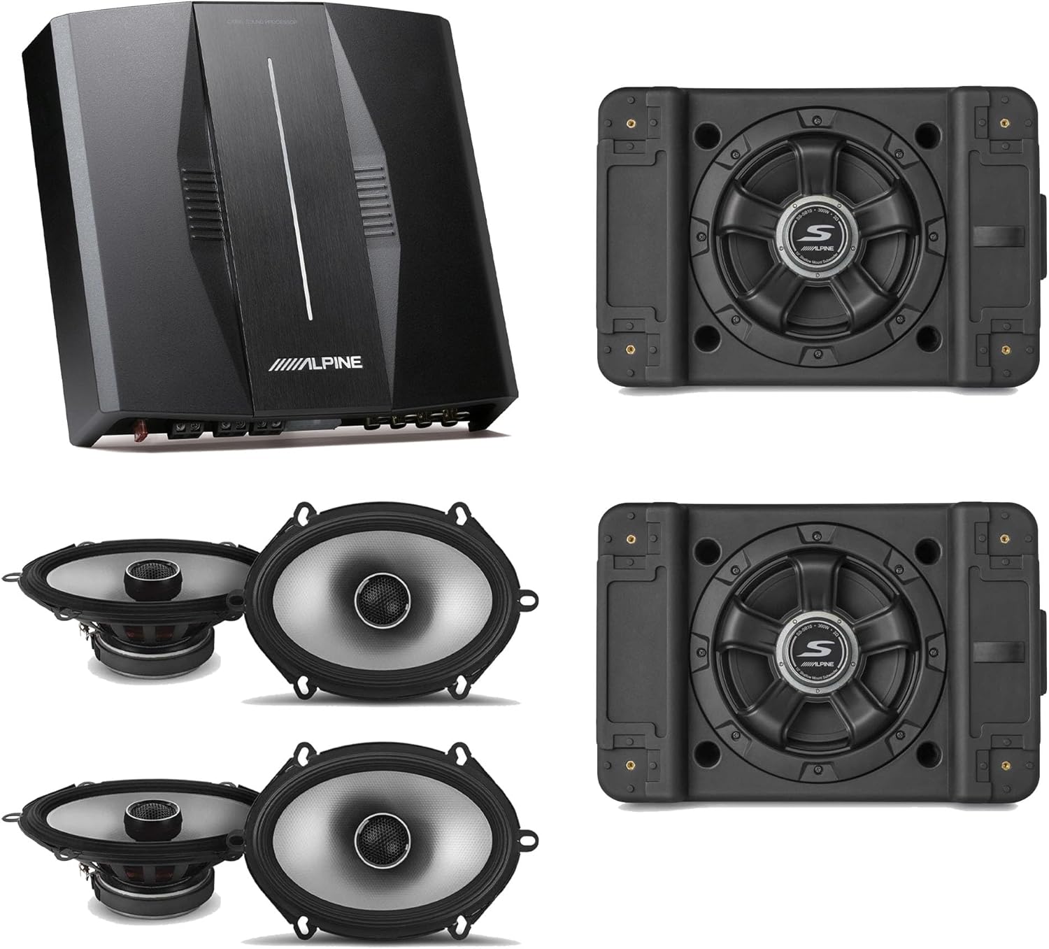 Alpine PXE-C80-88 OPTIM8 8-Channel Hi-Res DSP Amplifier w/ (2) SS-SB12 Subwoofer, (2) S2-S68 Bundle