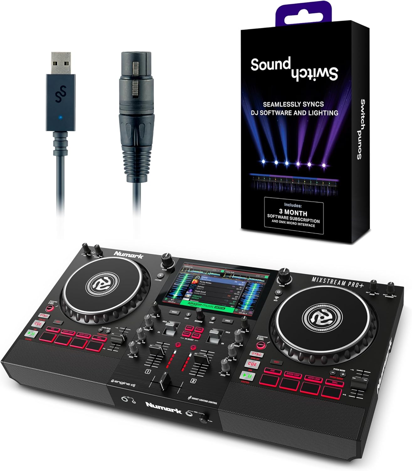 Numark Mixstream Pro+ DJ Controller and DMX Interface for Live Music, DJ sets, Events, Music production