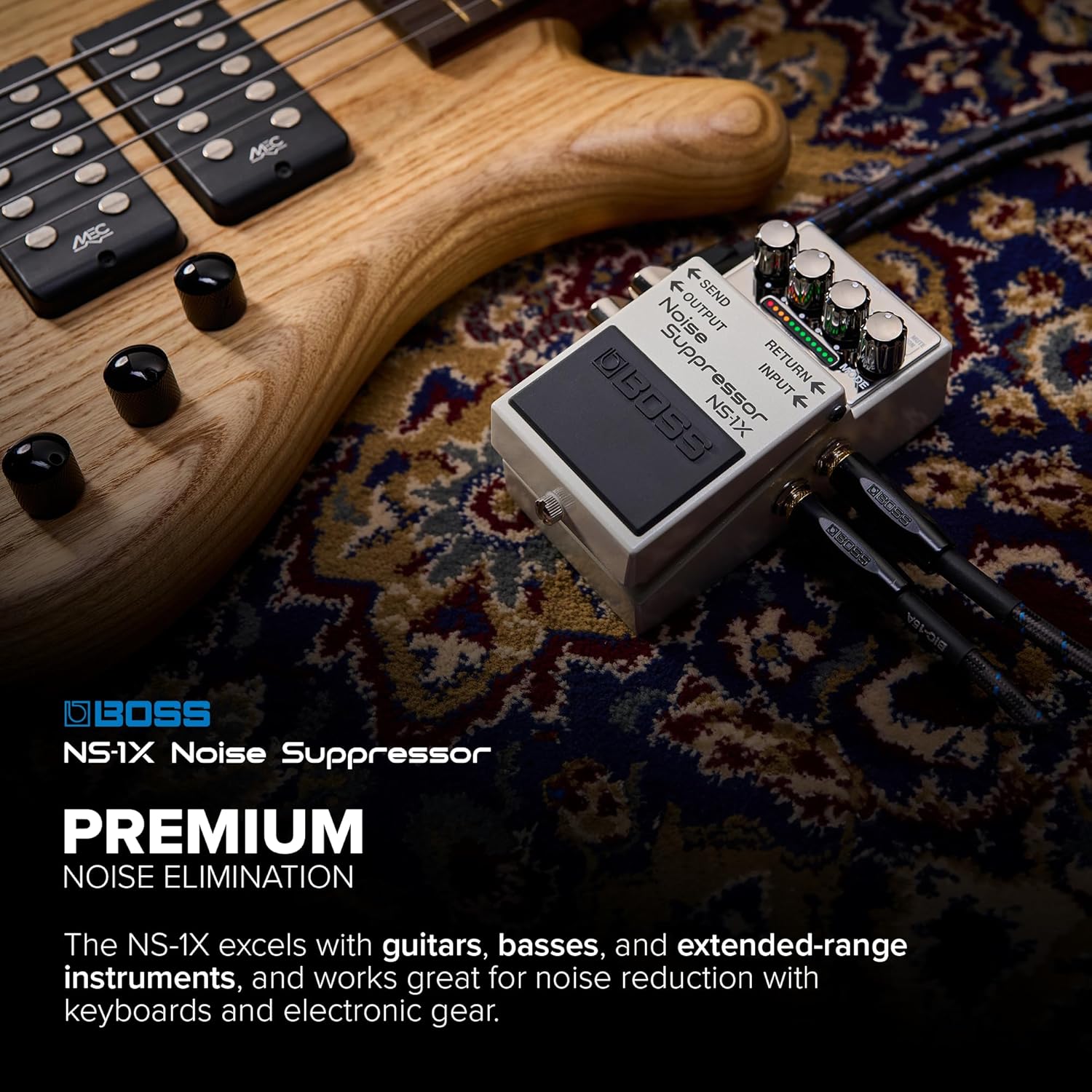 BOSS NS-1X Noise Suppressor | Next-Generation Noise Reducer & Ultra-Fast Gate for Guitar, Bass & Other Instruments | BOSS MDP Technology | Reduction Mode | Intuitive Operation | Send/Return Loop