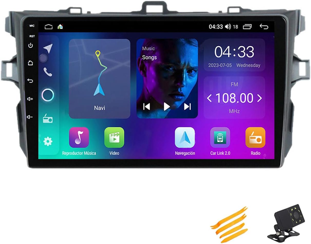 Portable Car Stereo Head Unit for Toyota Corolla 2009/2010/2011/2012, 9 Inch Car Radio with Wireless CarPlay Bluetooth WiFi