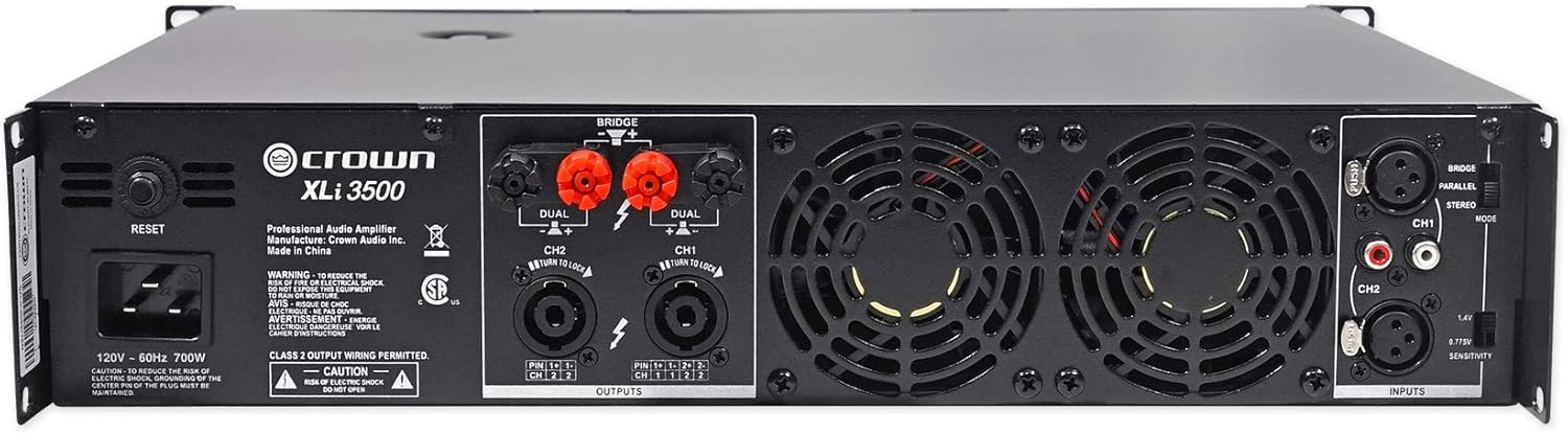 Crown Pro XLi3500 2700w 2 Channel Power Amplifier XLI 3500 Bundle with at Microphone & Rockville Stand