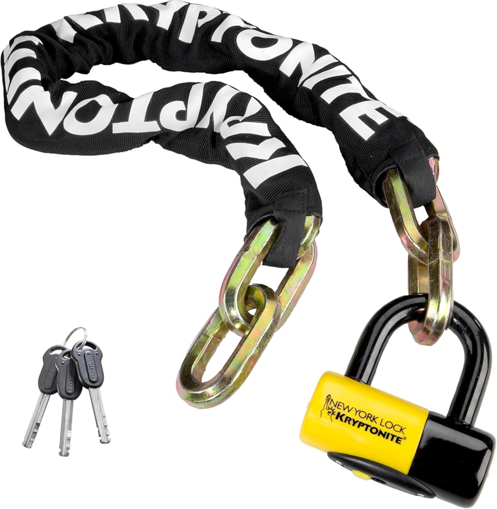 Kryptonite New York FAHGETTABOUDIT 1410 Bike Chain Lock, 3.28 Feet Long 14mm Steel Chain Heavy Duty Anti-Theft Bicycle Chain Lock with Keys, 10/10 Security Rating for E-Bike, Motorcycle, Scooter