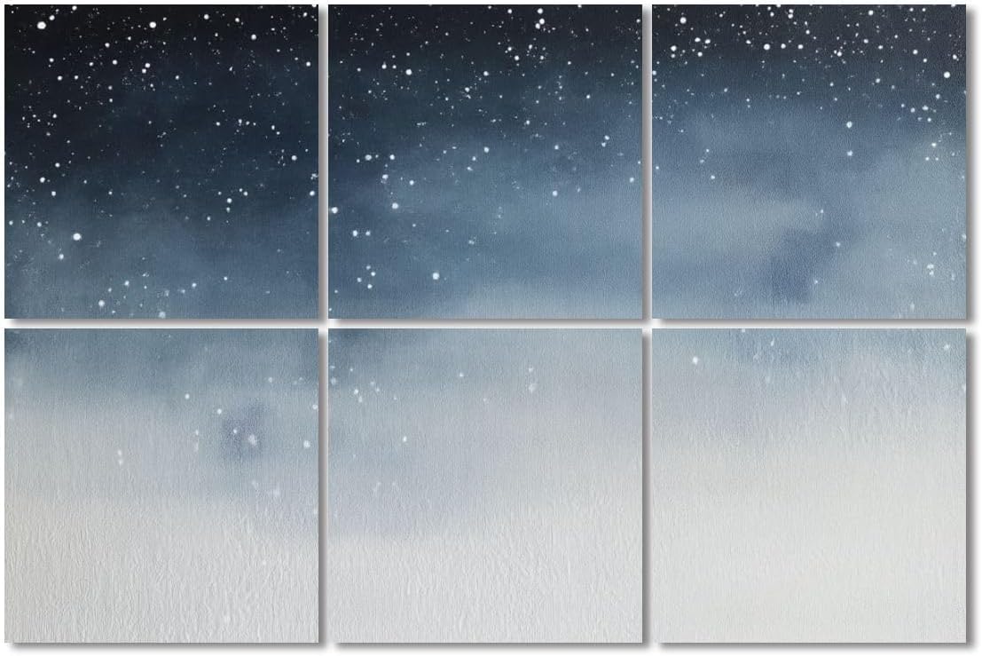 6 Pack Art Acoustic Panels Sound Absorbing Blue Abstract Starry Night Modern Sky Gradient Soft Cloud like Forms Decorative Soundproof Wall Panels Self Adhesive for Recording Studios Office 72