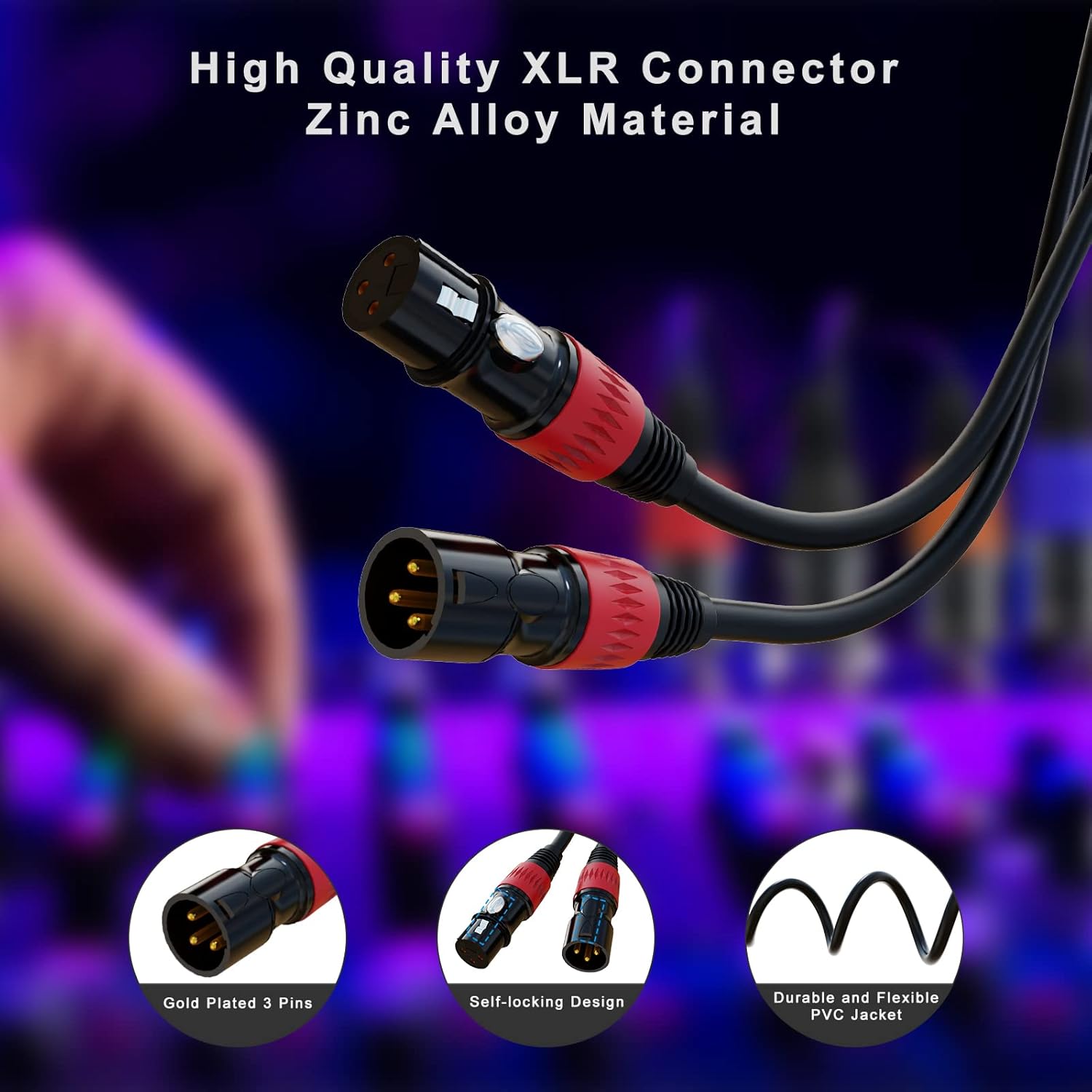 XLR Cables 3ft 20Pack, XLR Microphone Cable Mic Cable Male to Female Gold-Plated 3-Pins