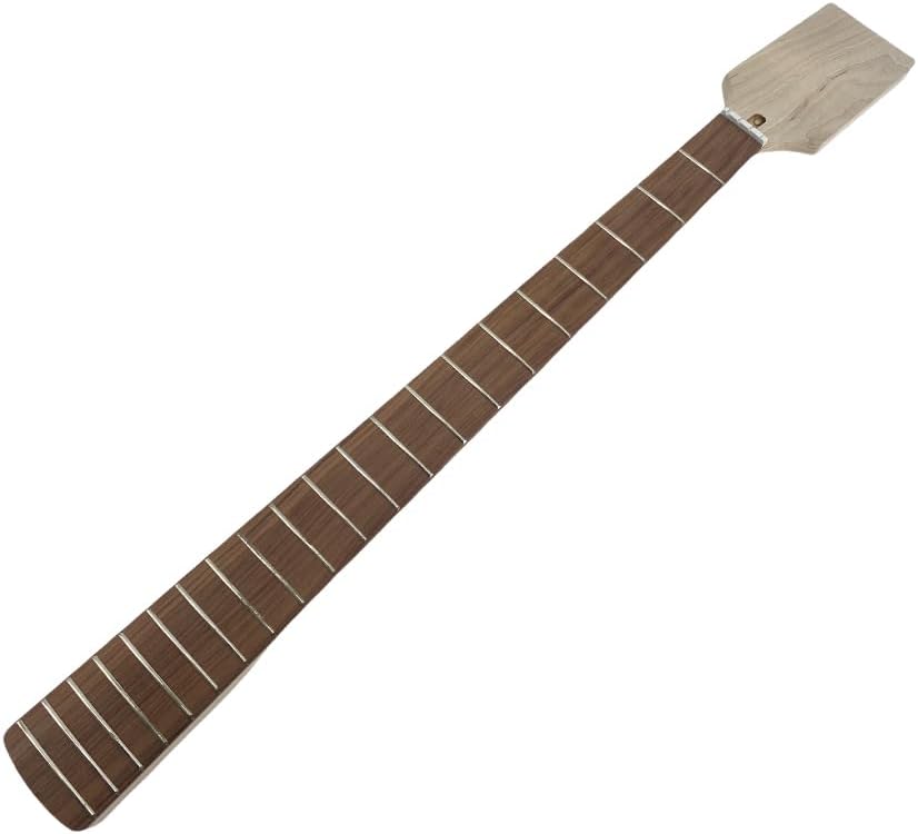 Bass Guitar Neck Paddle Head, 21 Fret 32 Inch Scale, Maple with Rosewood Fretboard,38mm Nut Width, 65mm Heel Width, Bolt-On Heel