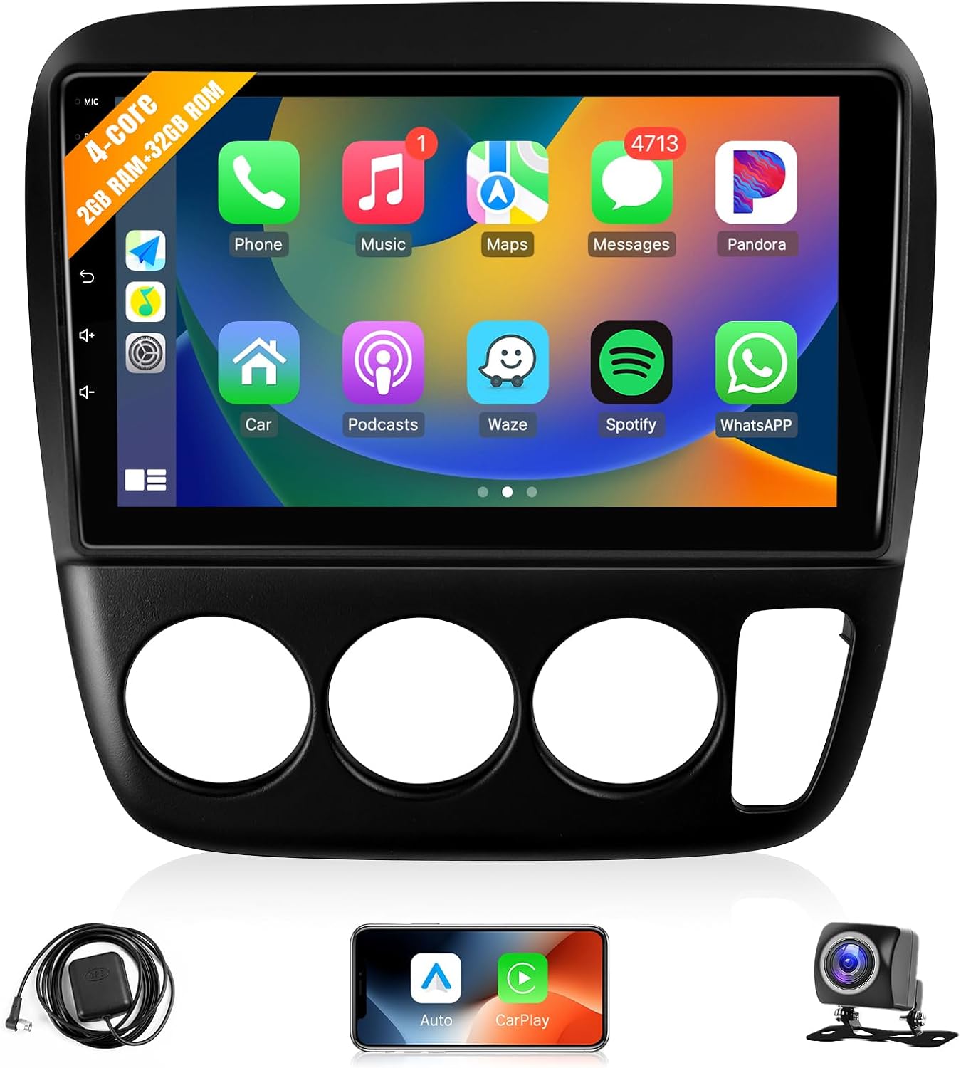 Leadfan Car Radio for Honda CRV 1197 1998 1999 2001 2001 Wireless CarPlay Android Auto, 9 inch Touch Screen for Honda CRV Stereo with Bluetooth GPS Head Unit FM WiFi SWC+Backup Camera, 2+32G