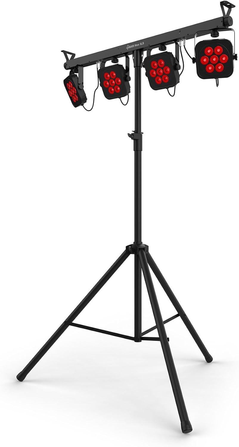 Audiosavings Bundle:(1) Chauvet DJ 4BAR HEX ILS RGBAW+UV LED Wash Lighting System w/Stand+Footswitch+Bag