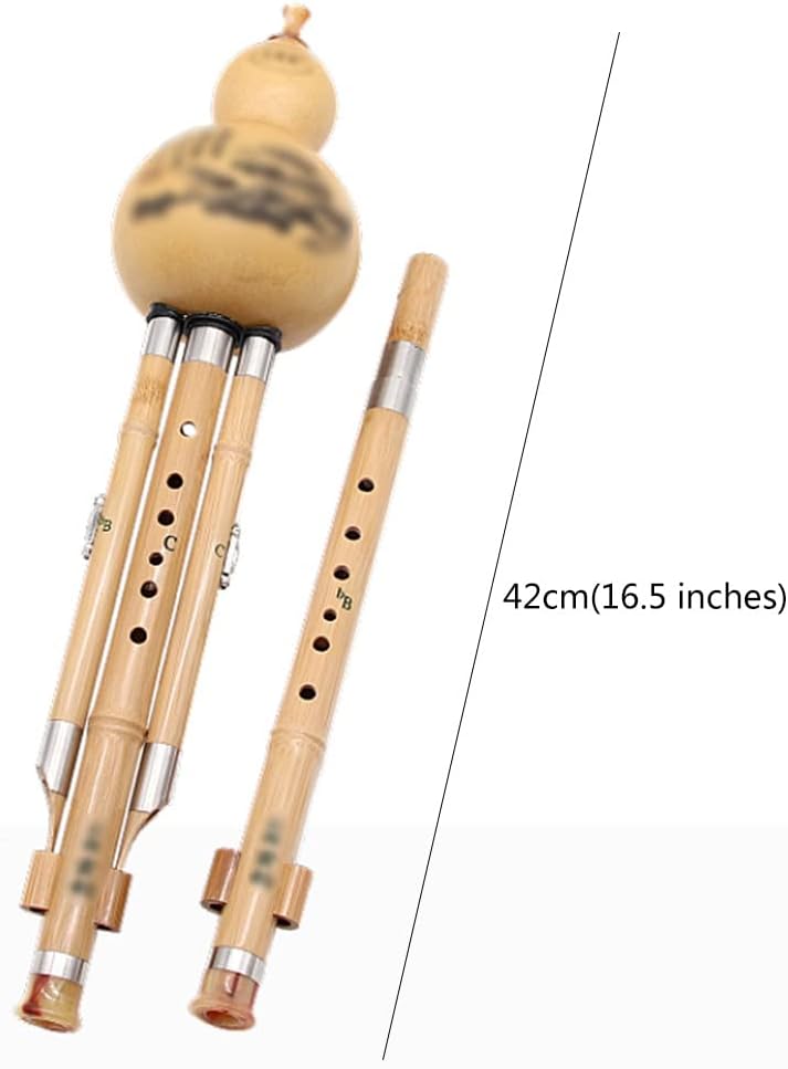 Mobkid Hulusi Musical Instrument Ethnic Musical Instrument Traditional Chinese Woodwind Instrument Beginner Music Lover (Color : Yellow, Size : 42cm)