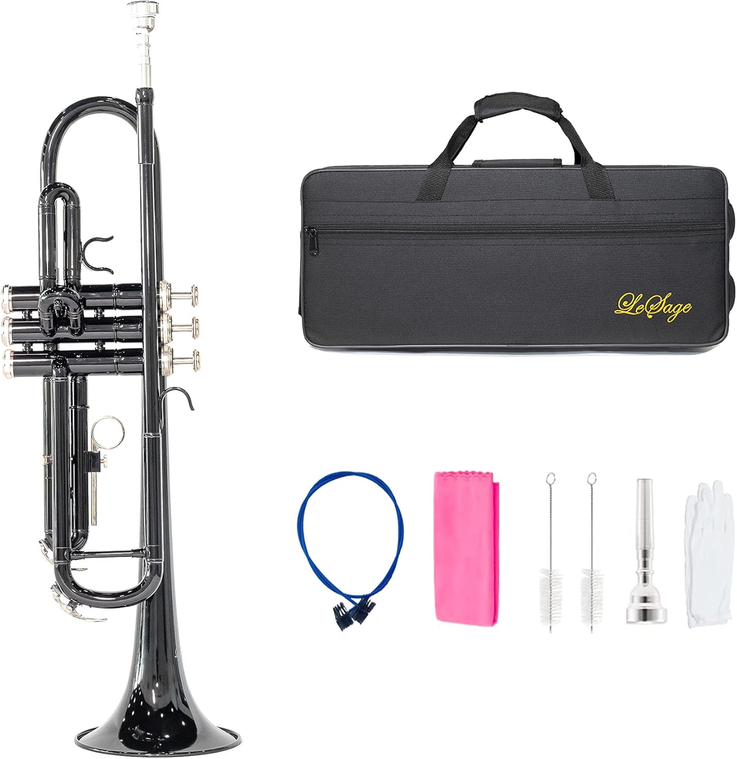 LeSage Student Trumpets Standard Bb Brass Trumpet for Beginner Black Trumpet b Flat with 7c Mouthpiece