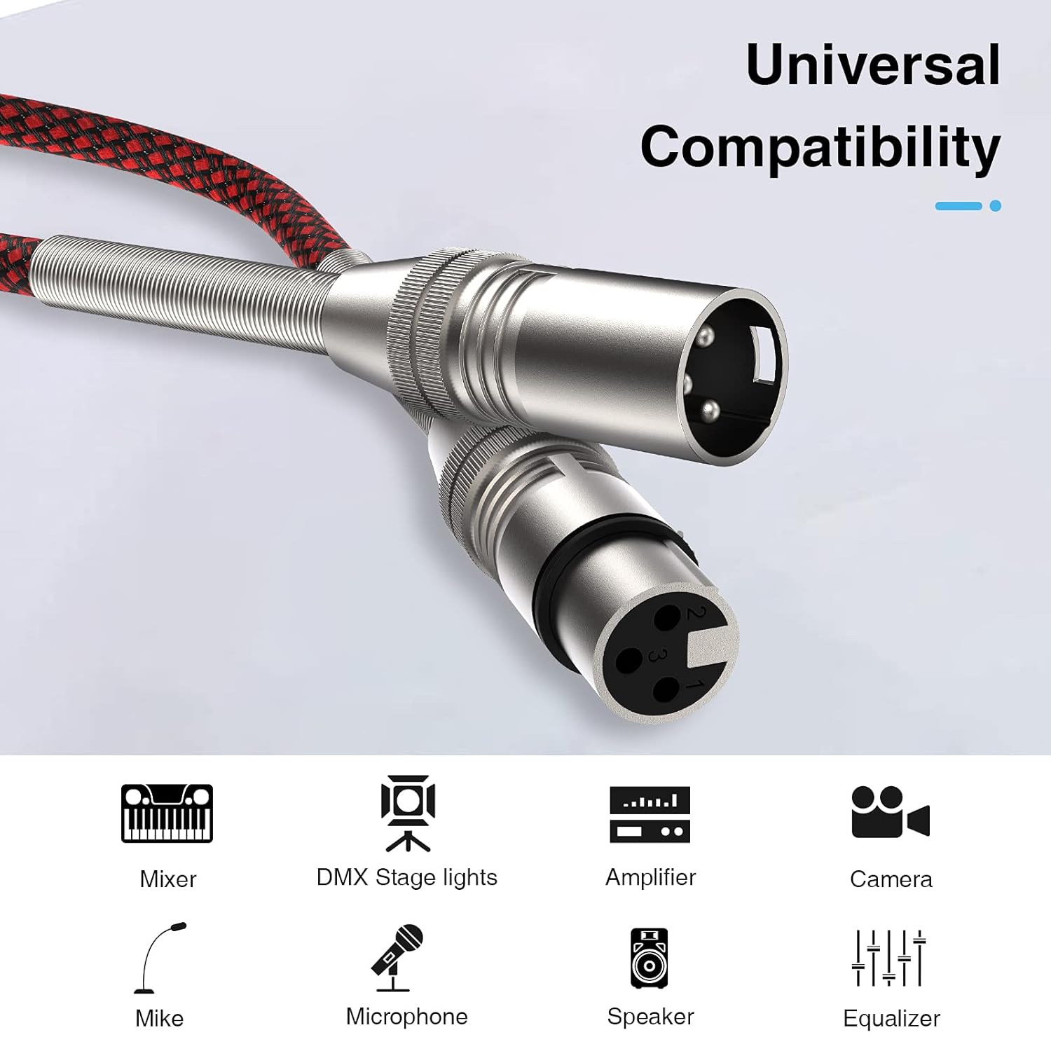 XLR Cable 200ft, Multi-Color Heavy Duty Nylon Braided XLR Male to Female, Microphone Cable 3 Pin Balanced XLR Cable Compatible with Speakers, Microphones, Stage Lighting and More - Blue