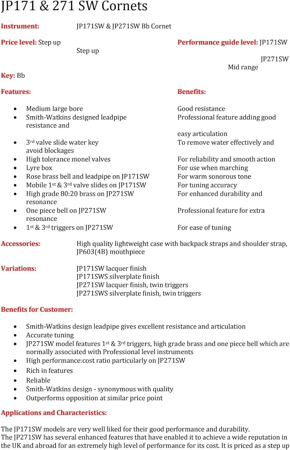 John Packer JP271SW Bb Cornet