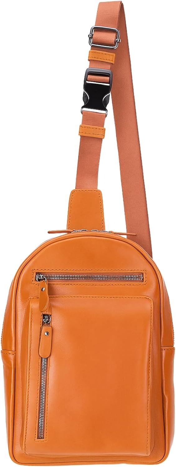 Athens Leather Crossbody Bag – Unisex Genuine Leather Shoulder Bag with Multiple Pockets – Travel & Daily Use