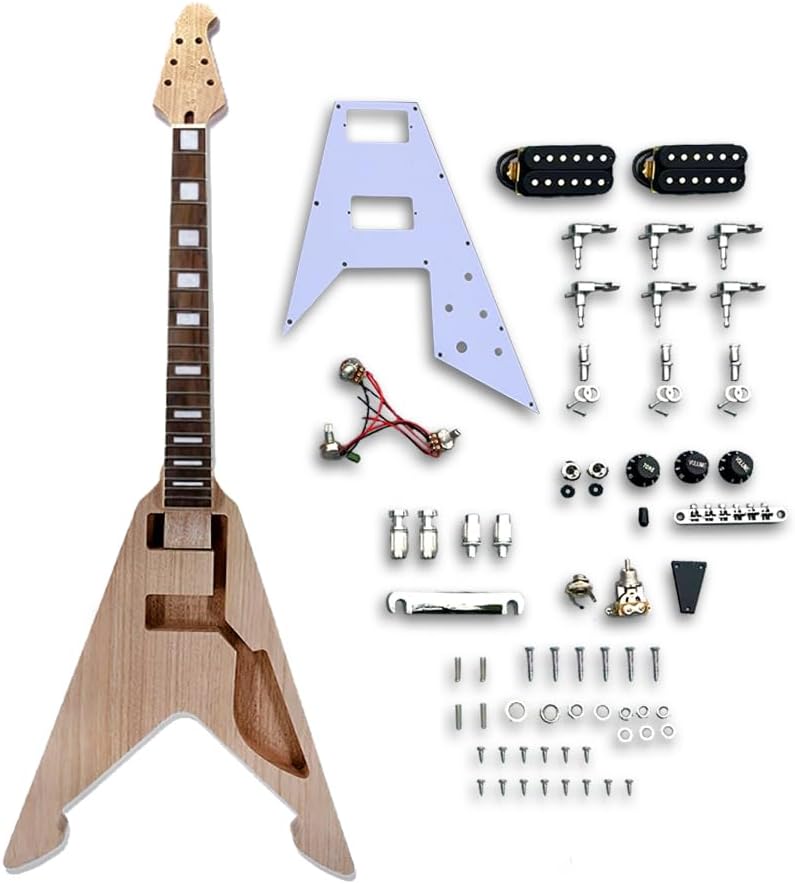 Diy Electric Guitar Kit Unfinished Rosewood Fretboard Neck & Guitar Body Blank with All Accessories Included Build Your Own (TZ-46)