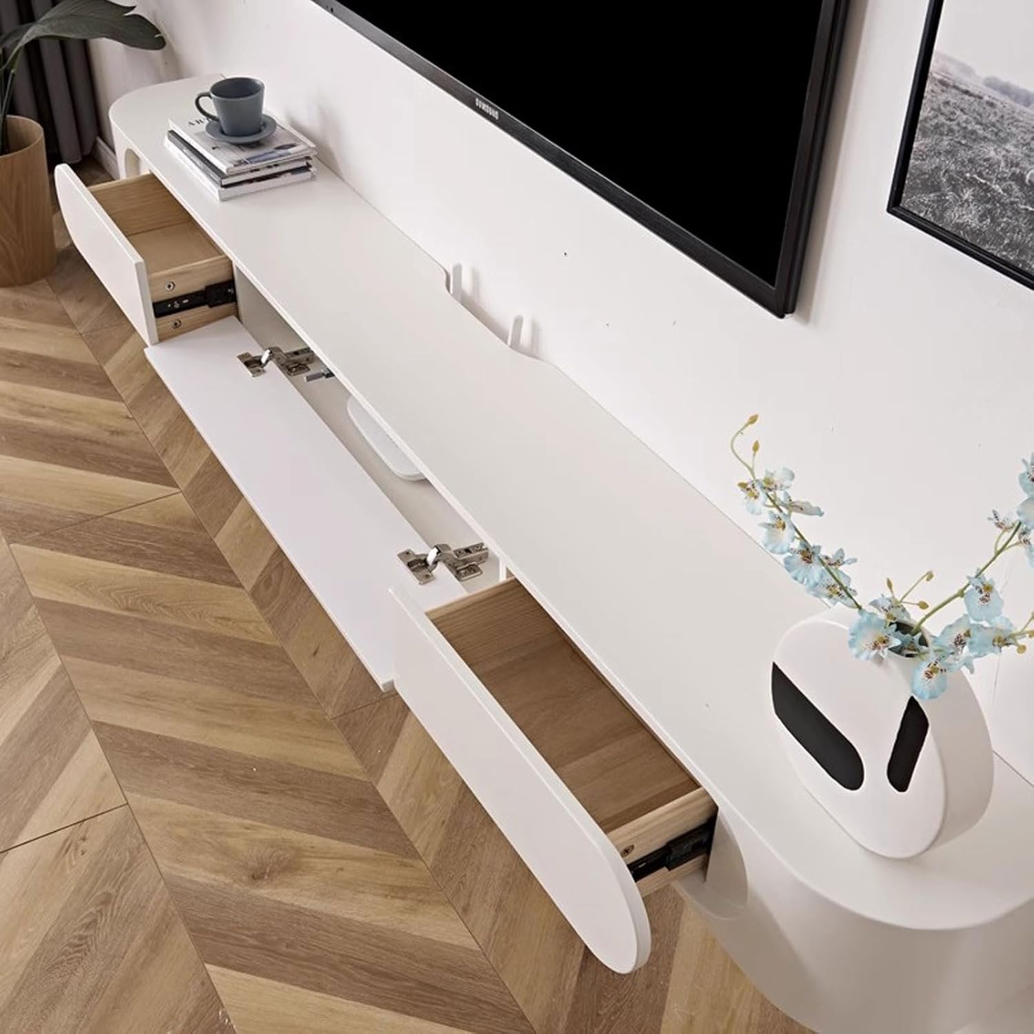 Wall Mounted TV Cabinet Floating TV Shelf Wall Shelf TV Stands Audio/Video Hutch Electronics Shelf for TV Components Storage Shelf Book Shelf Wall Unit Decor Wall Mount Corner Shelves Wall Cabinet