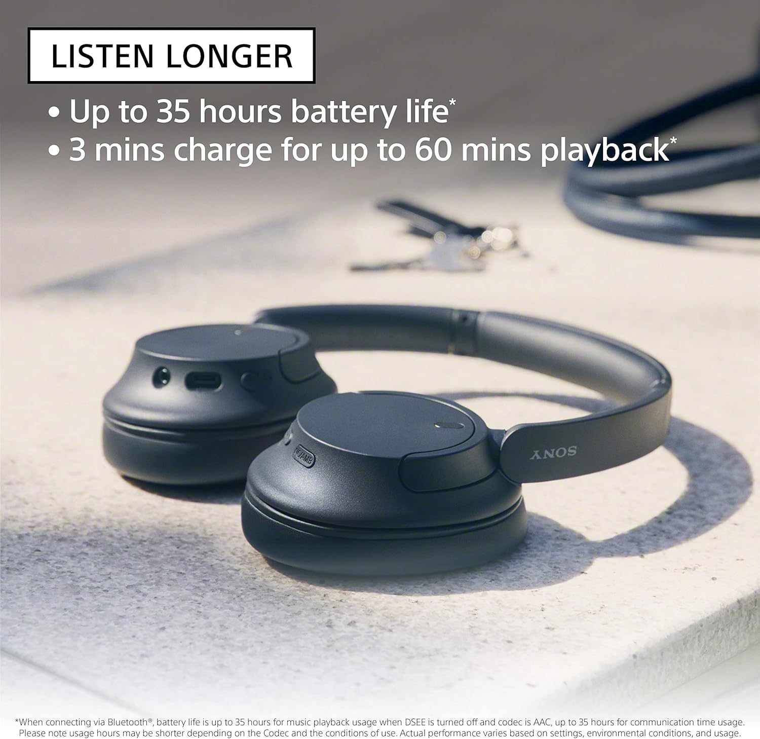 Sony WH-CH720N-BLACK Noise Canceling Headphones with Quick Charge with an Additional 2 Year Coverage (2023)